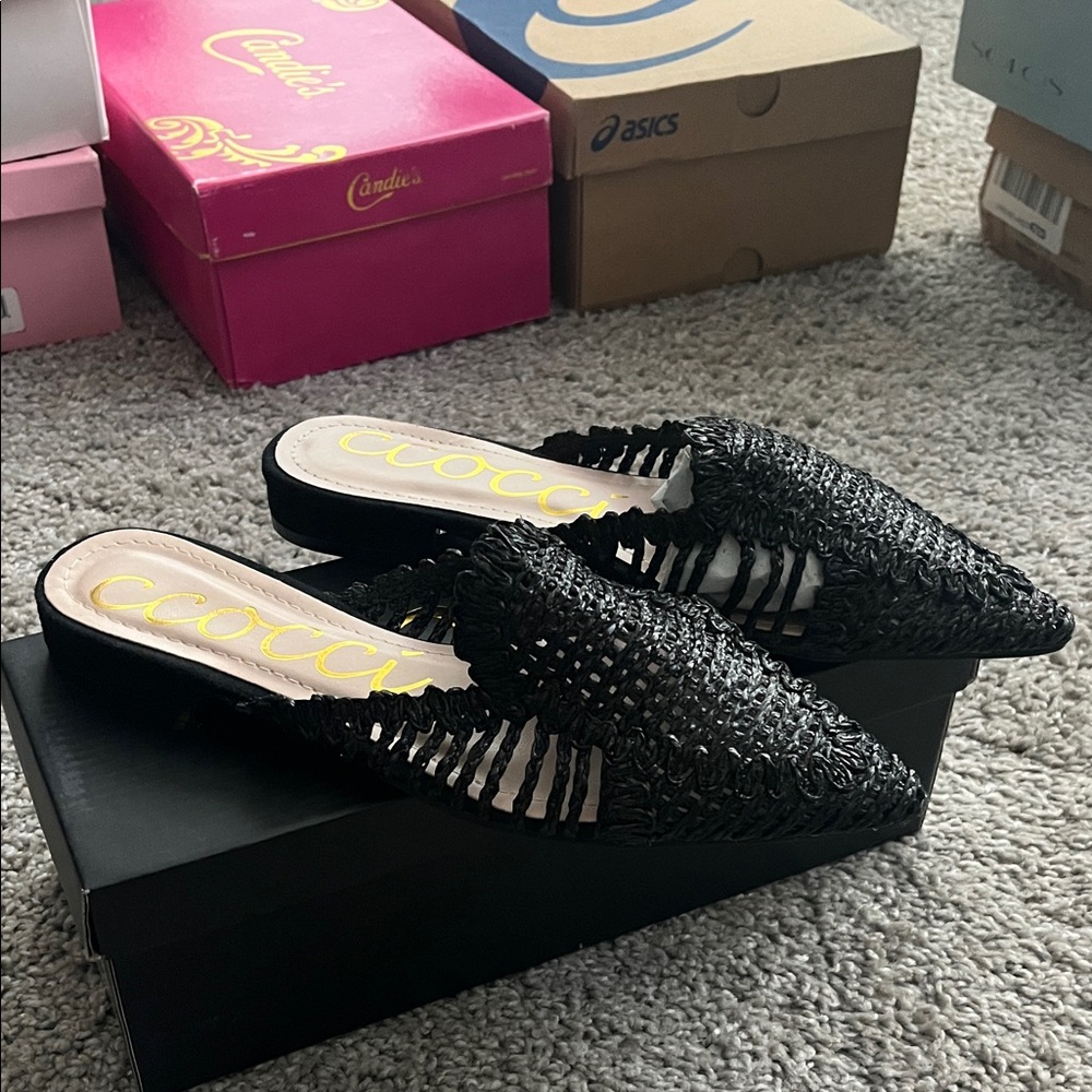CCOCCI Black Woven Flats